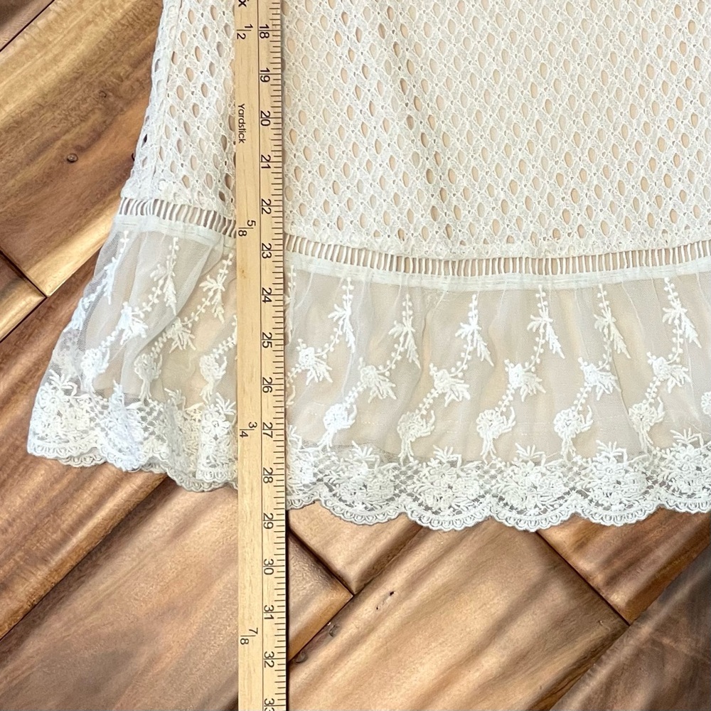 Listicle Size Small Off-The-Shoulder Open Weave Dress Lace Bell Sleeve Cream - Picture 10 of 14